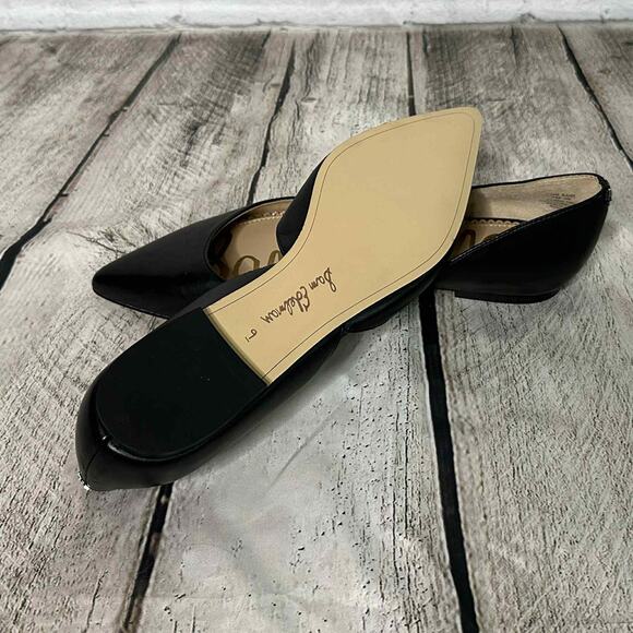 D10 Sam Edelman Black Leather Point Toed Flats, Cut Out Sides, Size 9, Pre-owned - Picture 6 of 7